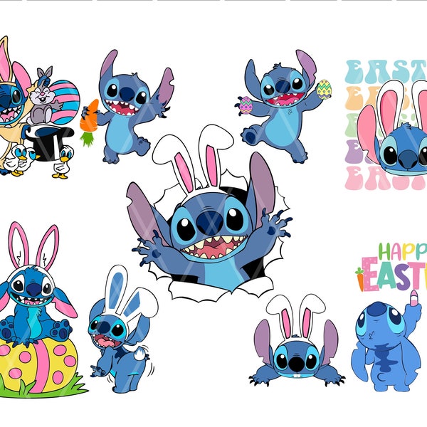 Stitch Easter SVG Bundle, Easter SVG, Funny Easter Png, Easter Bunny Svg, Easter Eggs Png, Stitch png, Spring svg, Cut Files for Cricut