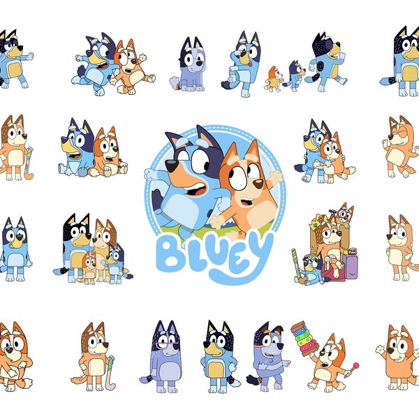 Ensemble de fichiers SVG Blueyy | Seuls les svg et png Blueyy | Pack famille Blueyy | Fichiers Svg Blueyy et Binoo | Téléchargement numérique Blueyy