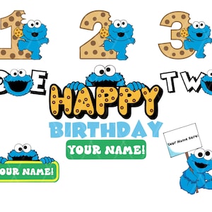 Bundle Cookie Monster Clipart Images svg png Digital Download, kids party crafts sublimation, Instant Download
