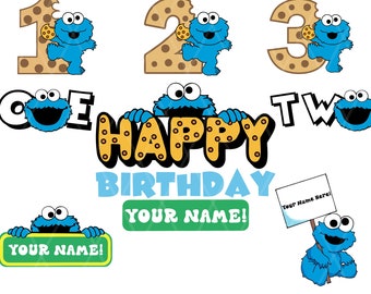 Pacote Cookiee Monsterr Clipart Images svg png Download digital, sublimação de artesanato para festa infantil, download instantâneo