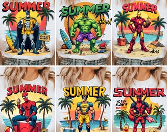 Superhero Summer Vibes PNG: Beach Shirt Design (Digital Download)