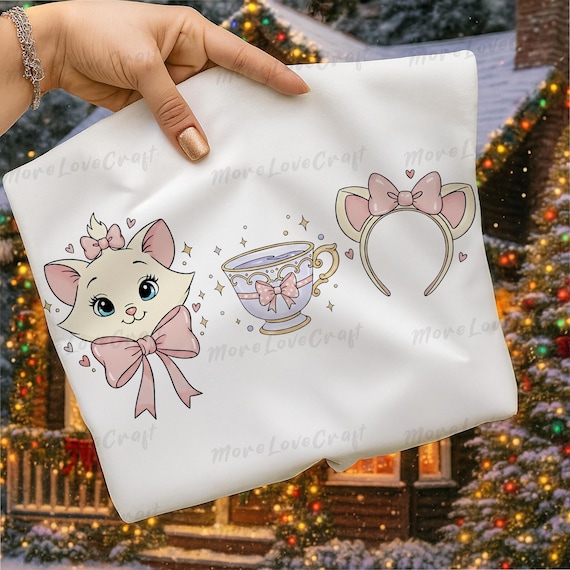 Coquette Bow Watercolor Disneyland Marie Cat I'm A Lady PNG, The Aristocats Png, Disneyland Girl Trip Png, Cat Lover Png, Digital Download