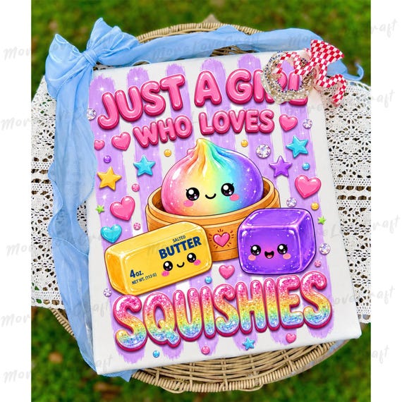 Cute Just a Girl Who Loves Squishies PNG, Kawaii Squishy Dumpling Design, Cute Pastel Sublimation Download