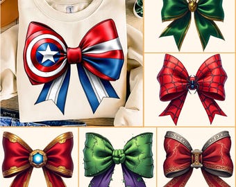 Super Hero Coquette Bows PNG Bundle (Instant Download)