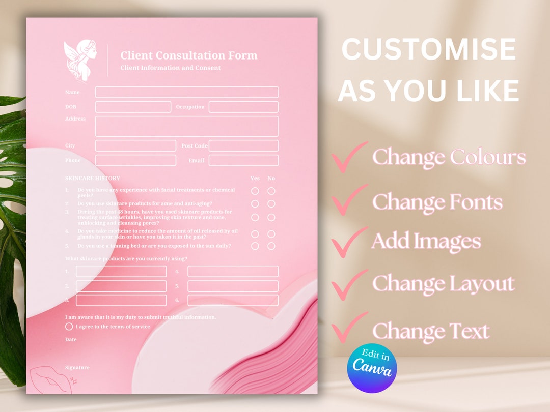 Beauty Treatment Client Information and Consent Form Esthetician Forms ...