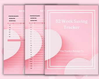 Money Saving Challenge, 52 Weeks Saving Tracker, Savings Tracker Printable, Savings Tracker Bundle, Money Saving Challenge Printable