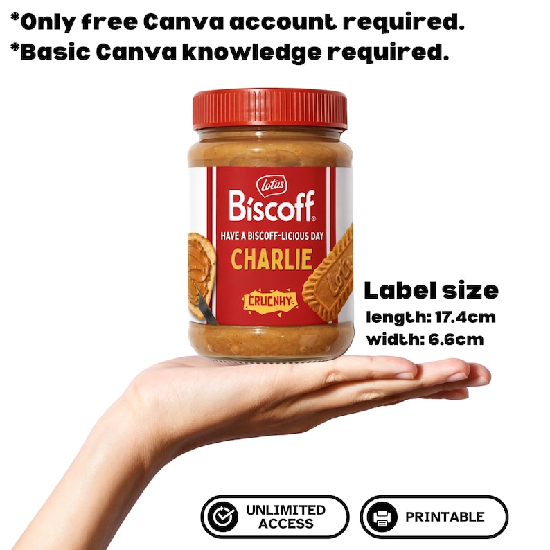 Biscoff Label Canva Template Custom Name Biscuit Spread Birthday Gift ...