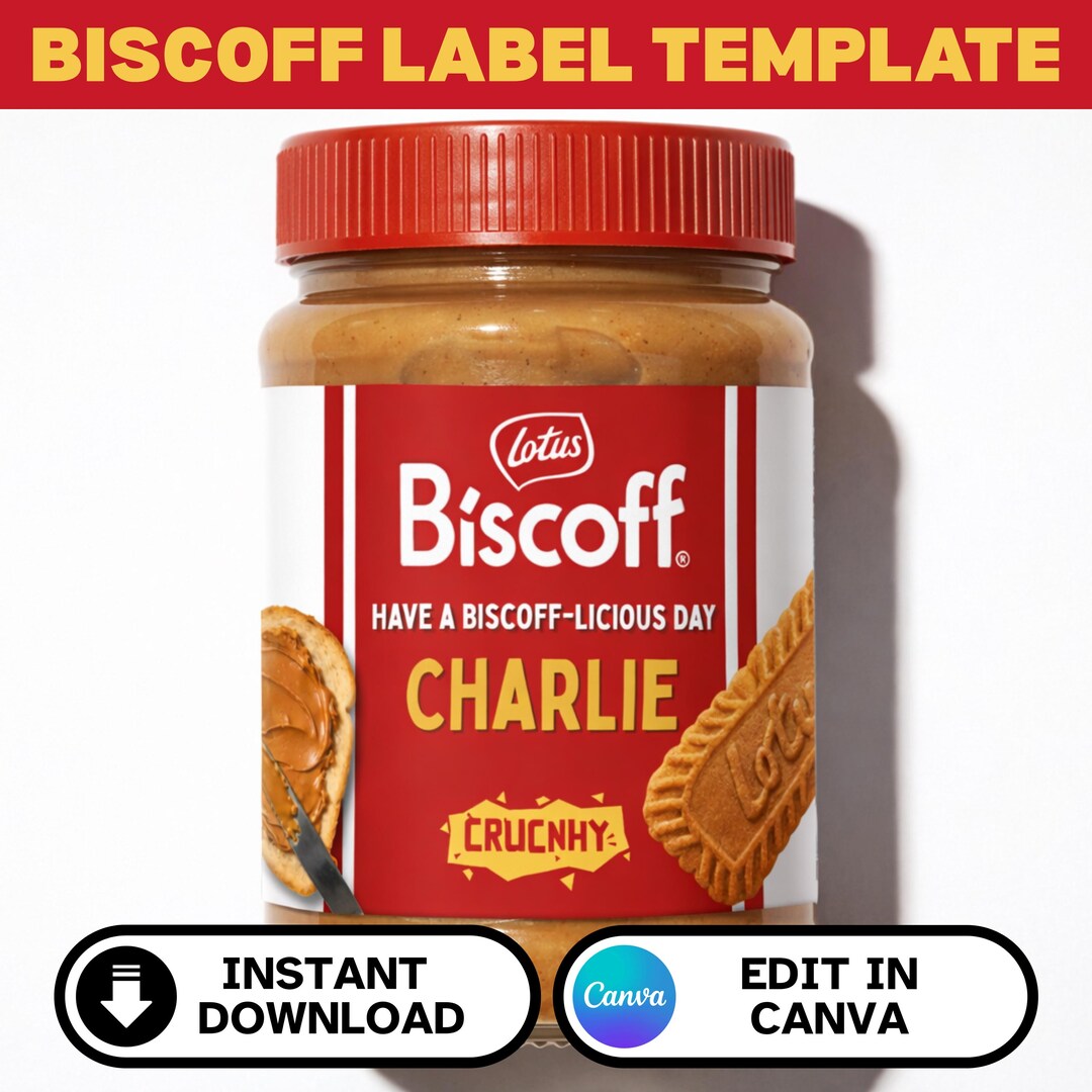 Biscoff Label Canva Template Custom Name Biscuit Spread Birthday Gift ...
