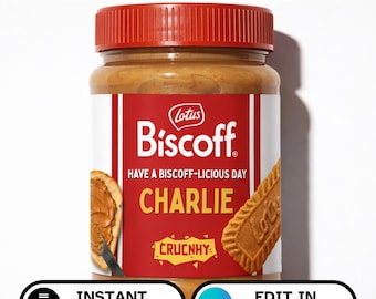 Biscoff Label Canva Template Custom Name Biscuit Spread Birthday Gift Novelty Present Instant Download