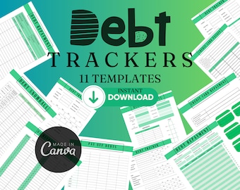 Debt Payoff Tracker Canva PDF Instant Download Repayment Debt Snowball Journal Avalanche Planner Schedule Payments Track Balance Credit Card