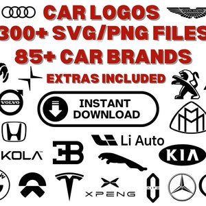 Auto logo bundel 300+ SVG 85+ merken / PNG-bestanden Instant Download auto maakt modellen vectoren Project digitale bestanden