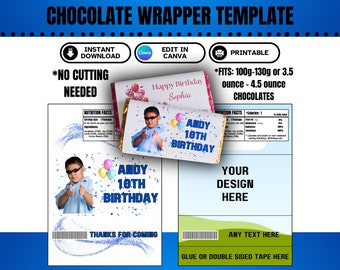 Chocolate Wrapper Template Nutritional Facts Label SVG PNG PDF Party Favors, Birthday Gift, Party Supplier, Galaxy Chocolate Bar