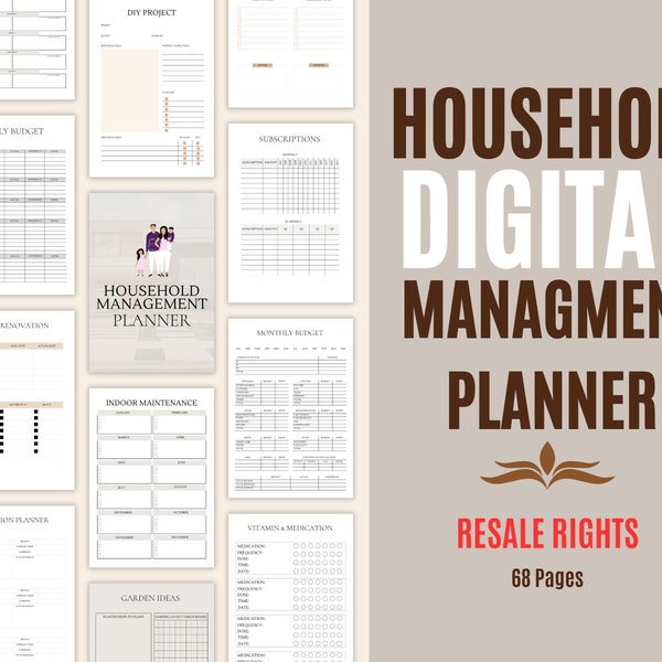 Household Planner | PLR | Master Resell Rights | Household Binder | Household Budget Template | Life Organizer PDF | Home Management |