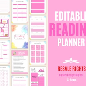 PLR Printable Reading Tracker Journal | Master Weiterverkaufsrechte | Bearbeitbare Leinwand | Organisiere, verfolge & planre deine Lesereise! Meister Weiterverkauf