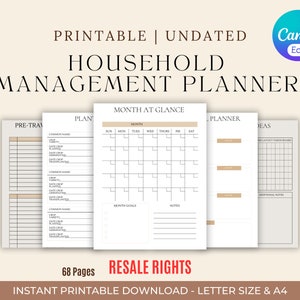 Haushalt Planer | PLR | Master Weiterverkaufsrechte | Haushaltsmappe | Haushaltsbudget Vorlage | Life Organizer PDF | Home Leitung |