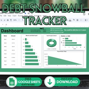 Best Debt Snowball Spreadsheet Template | Google Docs/Sheets | Payoff Tracker/Calculator Avalanche Debt Journal, Personal Finance Tracking