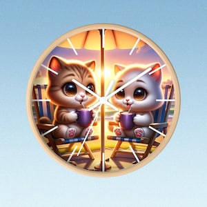 Cat lover clock, Unique kitten clock, Cat themed wall clock, Meow clock Fun kitten themed clock, Kitten clock decor, Cute kitten wall clock.