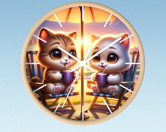 Cat lover clock, Unique kitten clock, Cat themed wall clock, Meow clock Fun kitten themed clock, Kitten clock decor, Cute kitten wall clock.