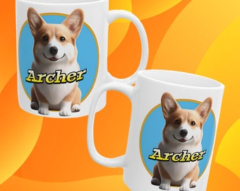 Personalized Dog coffee Mug, Dog on a coffee mug , Dogs name on coffee mug, my dogs name on coffee cup. 11 or 15 oz.