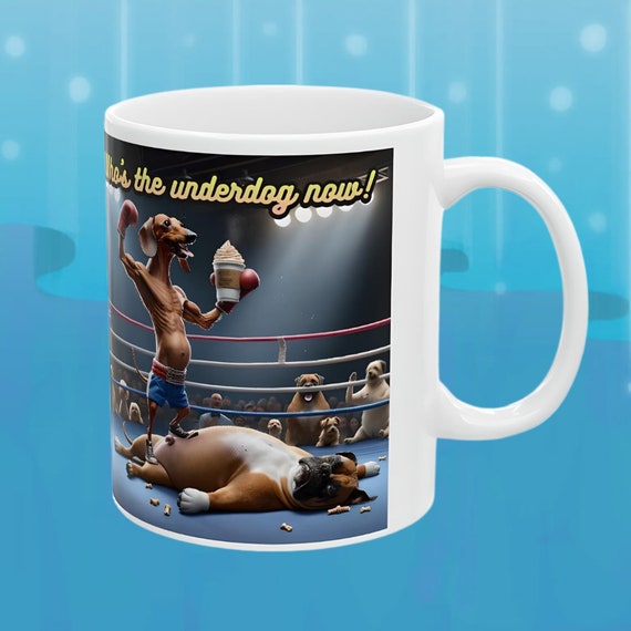 Funny dog Coffee Mug, dog boxer Coffee Cup; Funny Coffee Cup for dog Lovers, dog boxing Coffee Cup, funny dog boxer Cup