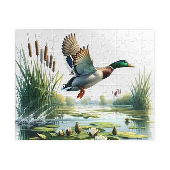 Mallard Duck in Flight Realistic Puzzle - 110, 252, 520, 1014-Piece Jigsaw,  Perfect for Nature Lovers (110, 252, 520, 1014 Pieces)