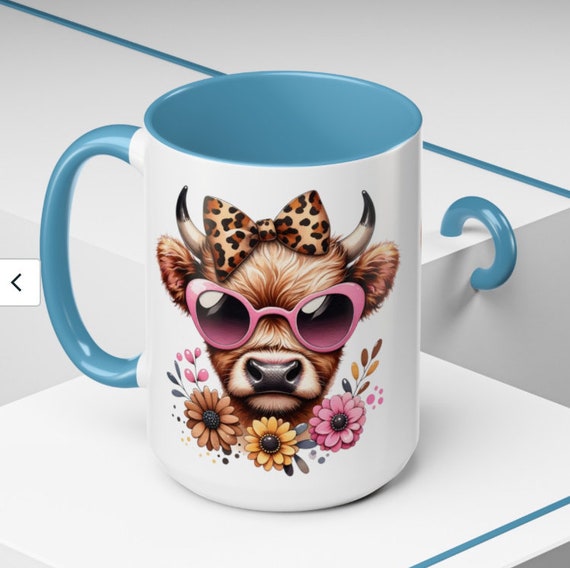 Classy Cow mug, Cow themed coffee mug, Artistic cow themed coffee mugs, Animal themed cup, Ceramic 11 and 15 0z coffee cups, funny cow mugs
