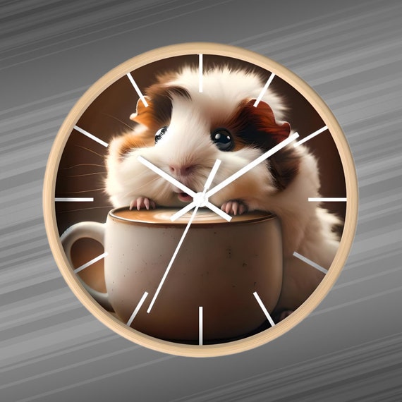 Custom Guinea Pig Nursery Wall Clock | Cute Guinea Pig Print Décor | Personalized Kids Room Clock | Unique Guinea Pig Gift Idea, wood clock
