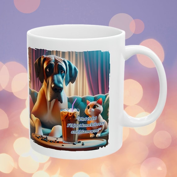 Silly animal dog and cat coffee mug