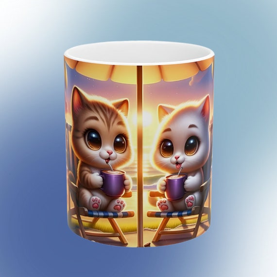 Personalized Baby gift Cute kittens mug cute kitten photo mug, kitten beach photo, animal photo mug, kittens coffee mug, New mom gift idea.