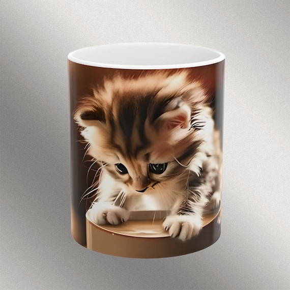 Personalized Coffee Mug For Cat Lover, Good Morning Cat Human Servant, Cat Owner Mug, Walking Fluffy Cats, Custom Mug For Pet Lover.