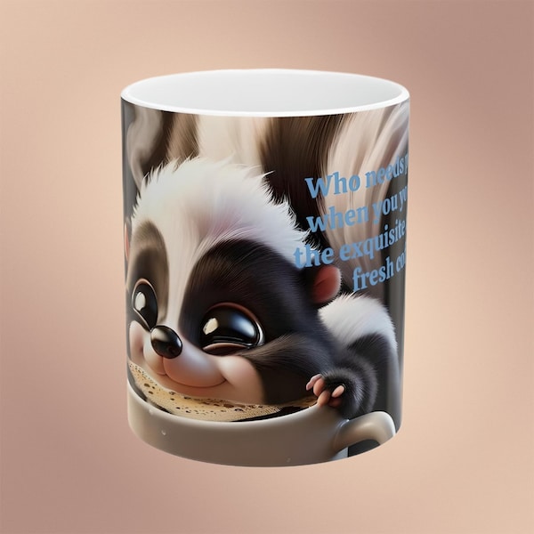 Cute Skunk mug Cute Skunk Mug for skunk lover mug for animal lover mug with skunk drinking coffee mug gift Cute skunk gift mug for friend.