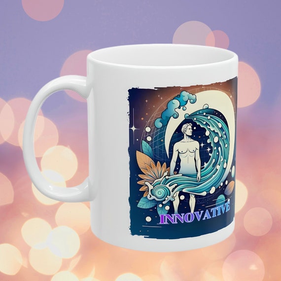 Aquarius Zodiac Mug, Personalized Aquarius Coffee Mug, 11 Oz Aquarius Birthday Gift, Unique Zodiac Coffee Mug, Aquarius Astrology coffee Cup