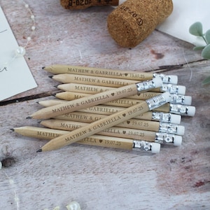 Wedding Favour Pencils Personalised Favors Pencils Engraved, Small Wedding Favour Pencil, Bulk Favours for Wedding Guests Golf Pencil Favour