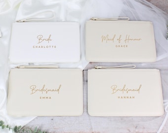 Wedding Day Clutch Bag Personalised Bride Bag Wedding Role Personalised Bridesmaid Clutch Bag Custom Maid of Honour Wristlet Clutch Bag