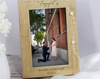 Engaged Photo Frame, Personalised Engagement Gift Engaged Couple Gift, Newly Engaged Couple Wooden Picture Frame Engaged Keepsake Photograph