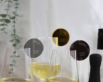 Wedding Drinks Toppers, Personalised Place Setting Drinks Marker, Bulk Wine Glass Markers, Wedding Drink Tags for Guests, Party Drinks Charm