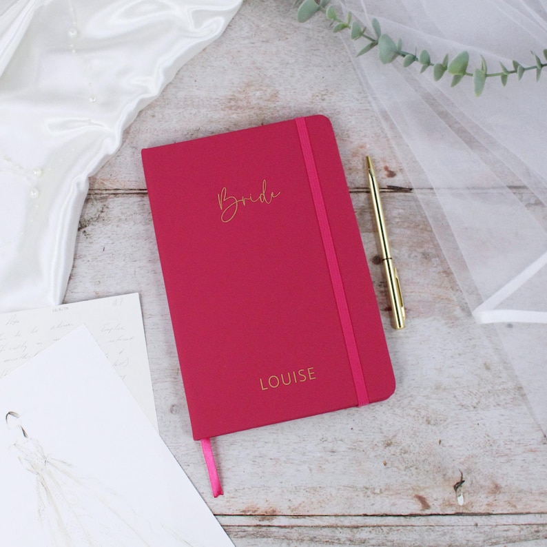 Bride to Be Wedding Planner, Personalised Wedding Role A5 Lined Notebook, Bridesmaids, Maid of Honour, Bridal Party Gift, 96 Lined Pages