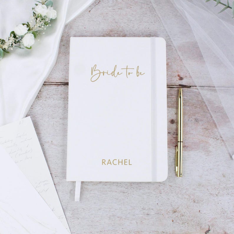 Bride to Be Wedding Planner, Personalised Wedding Role A5 Lined Notebook, Bridesmaids, Maid of Honour, Bridal Party Gift, 96 Lined Pages