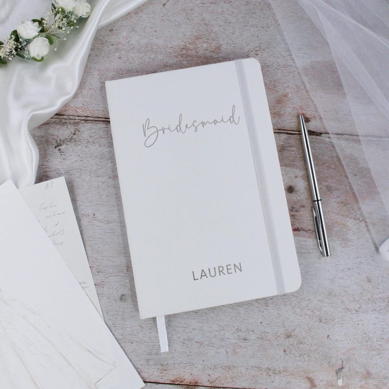 Bride to Be Wedding Planner, Personalised Wedding Role A5 Lined Notebook, Bridesmaids, Maid of Honour, Bridal Party Gift, 96 Lined Pages