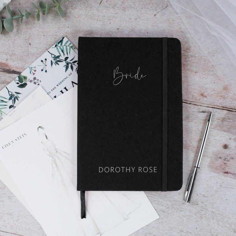 Bride to Be Wedding Planner, Personalised Wedding Role A5 Lined Notebook, Bridesmaids, Maid of Honour, Bridal Party Gift, 96 Lined Pages