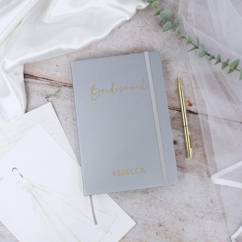 Bride to Be Wedding Planner, Personalised Wedding Role A5 Lined Notebook, Bridesmaids, Maid of Honour, Bridal Party Gift, 96 Lined Pages