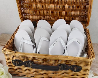 Chanclas de boda al por mayor para invitados / Recuerdos de boda personalizados con pies bailarines / Tallas M y L en blanco