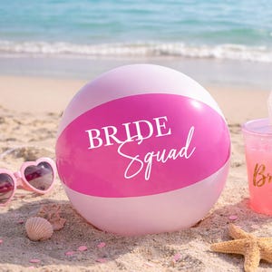 Bride Squad Beach Ball Hen Party Pink & Black Beach Ball, Brautparty Favors für Hen Do im Ausland, Pool Party Aufblasbare Sommer Strand Hen Do