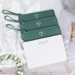 Hochzeit Tag Clutch Tasche Personalisiert für die Braut & Brautparty Brautjungfer Armband Handtasche Trauzeugin Geschenk Mutter der Braut Tasche