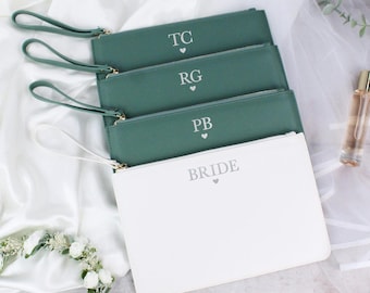 Wedding Day Clutch Bag Personalised for the Bride & Bridal Party Bridesmaid Wristlet Hand Bag Maid of Honour Gift Mother of the Bride Bag