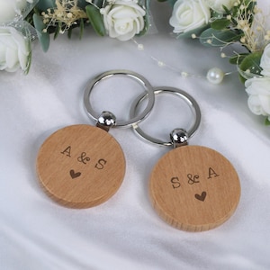Couples Gift, Pair of Couples Key Rings 2 Personalised Initial Keyrings, Small Wedding Favour Pair of Keychains with Couples Initials