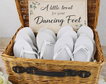 Bulk Wedding Flip Flops for Guests, Personalised Dancing Feet Wedding Favours, Wedding Guest Flip Flops, Evening Reception Flip Flops
