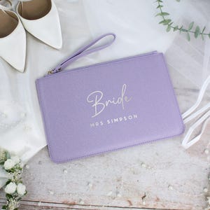 Personalised Bride Clutch Bag, Title & Married Name, PU Leather Wedding Clutch, Luxury Bridal Bag, Bride To Be Gift, Hen Gift, Honeymoon