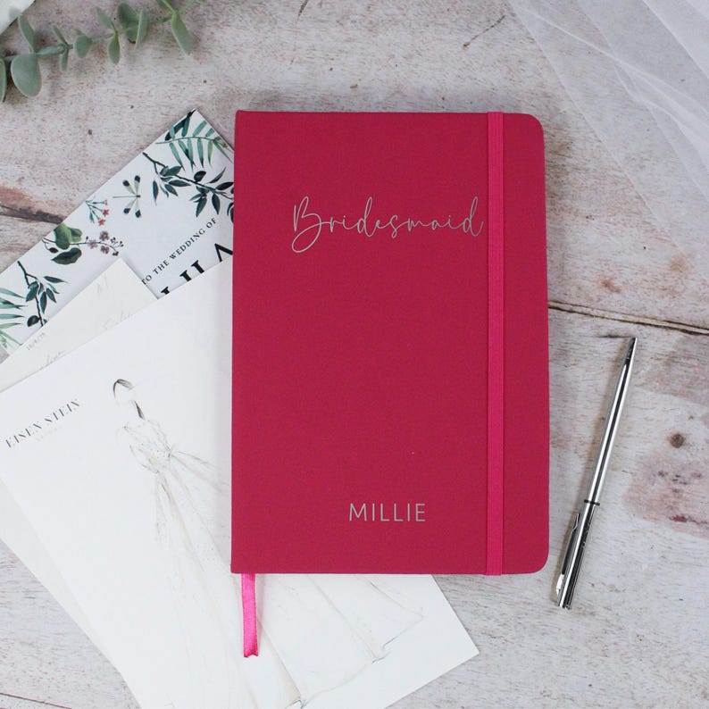 Bride to Be Wedding Planner, Personalised Wedding Role A5 Lined Notebook, Bridesmaids, Maid of Honour, Bridal Party Gift, 96 Lined Pages