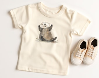 Baby Cartoon Otter Toddler Tshirt, Cute Otter tee, Girl Boy Natural shirt,Vintage Boho clothing, Baby Tee, Birthday gift child,Kids clothing